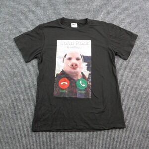 John Pork Shirt Mens Small Black Short Sleeve Crew Neck KonKave Graphic Tee